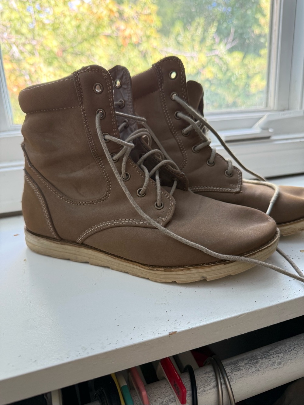 BAMBOO Taupe Lace-Up Women's Ankle Boots